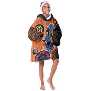 African Woman In Ethnic Dress KId Wearable Blanket Hoodie Ethnic Geometric Patterns