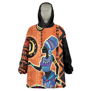 African Woman In Ethnic Dress KId Wearable Blanket Hoodie Ethnic Geometric Patterns