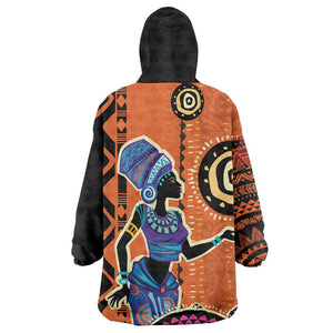 African Woman In Ethnic Dress KId Wearable Blanket Hoodie Ethnic Geometric Patterns