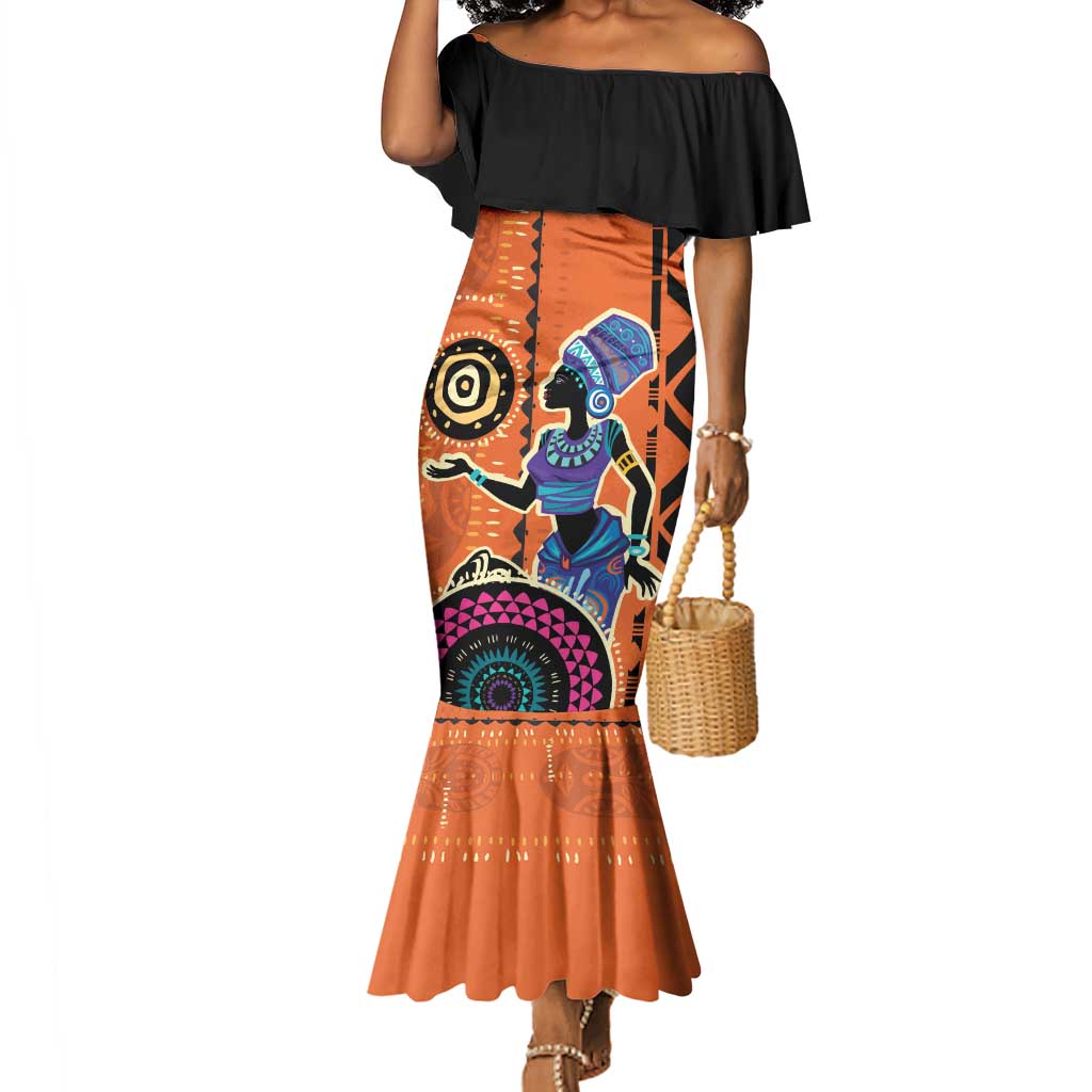 African Woman In Ethnic Dress Mermaid Dress Ethnic Geometric Patterns