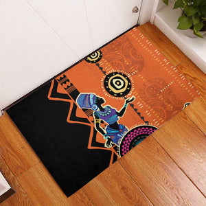 African Woman In Ethnic Dress Rubber Doormat Ethnic Geometric Patterns