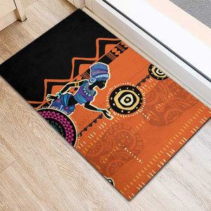 African Woman In Ethnic Dress Rubber Doormat Ethnic Geometric Patterns