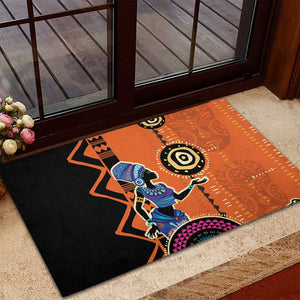 African Woman In Ethnic Dress Rubber Doormat Ethnic Geometric Patterns