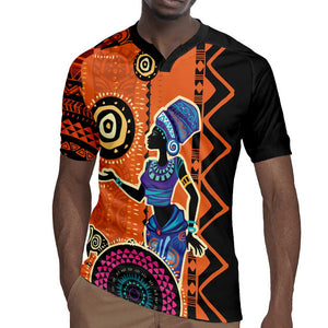 African Woman In Ethnic Dress Rugby Jersey Ethnic Geometric Patterns