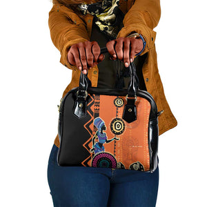 African Woman In Ethnic Dress Shoulder Handbag Ethnic Geometric Patterns