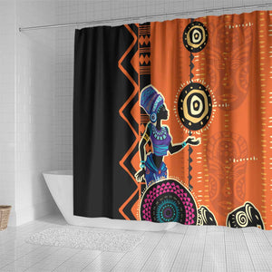 African Woman In Ethnic Dress Shower Curtain Ethnic Geometric Patterns