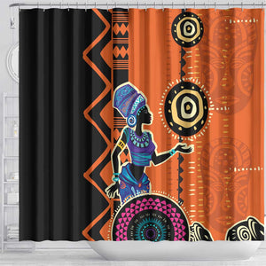 African Woman In Ethnic Dress Shower Curtain Ethnic Geometric Patterns