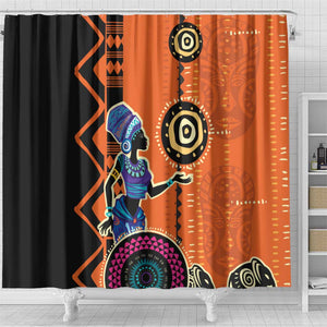 African Woman In Ethnic Dress Shower Curtain Ethnic Geometric Patterns