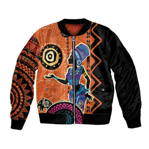 African Woman In Ethnic Dress Sleeve Zip Bomber Jacket Ethnic Geometric Patterns