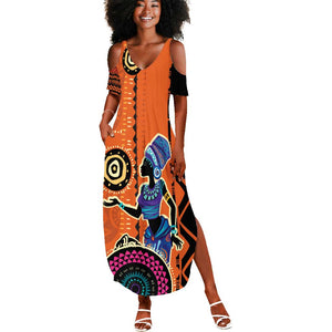 African Woman In Ethnic Dress Summer Maxi Dress Ethnic Geometric Patterns