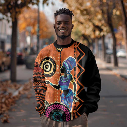 African Woman In Ethnic Dress Sweatshirt Ethnic Geometric Patterns