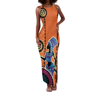 African Woman In Ethnic Dress Tank Maxi Dress Ethnic Geometric Patterns