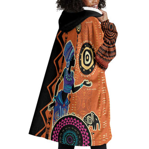 African Woman In Ethnic Dress Wearable Blanket Hoodie Ethnic Geometric Patterns