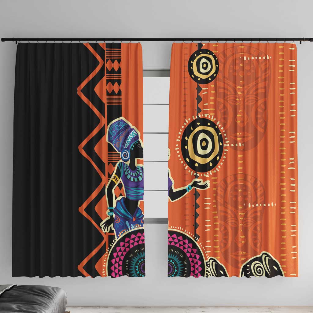 African Woman In Ethnic Dress Window Curtain Ethnic Geometric Patterns