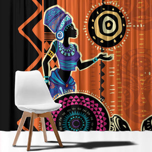 African Woman In Ethnic Dress Window Curtain Ethnic Geometric Patterns