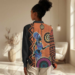 African Woman In Ethnic Dress Women Casual Shirt Ethnic Geometric Patterns