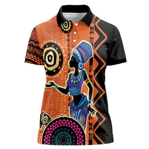 African Woman In Ethnic Dress Women Polo Shirt Ethnic Geometric Patterns