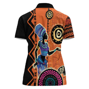 African Woman In Ethnic Dress Women Polo Shirt Ethnic Geometric Patterns