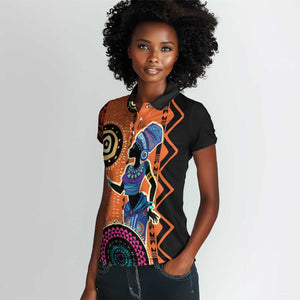 African Woman In Ethnic Dress Women Polo Shirt Ethnic Geometric Patterns