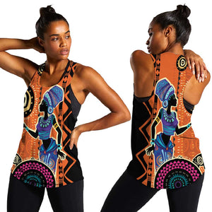 African Woman In Ethnic Dress Women Racerback Tank Ethnic Geometric Patterns