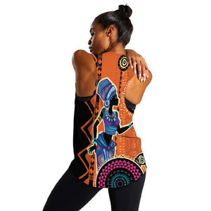 African Woman In Ethnic Dress Women Racerback Tank Ethnic Geometric Patterns