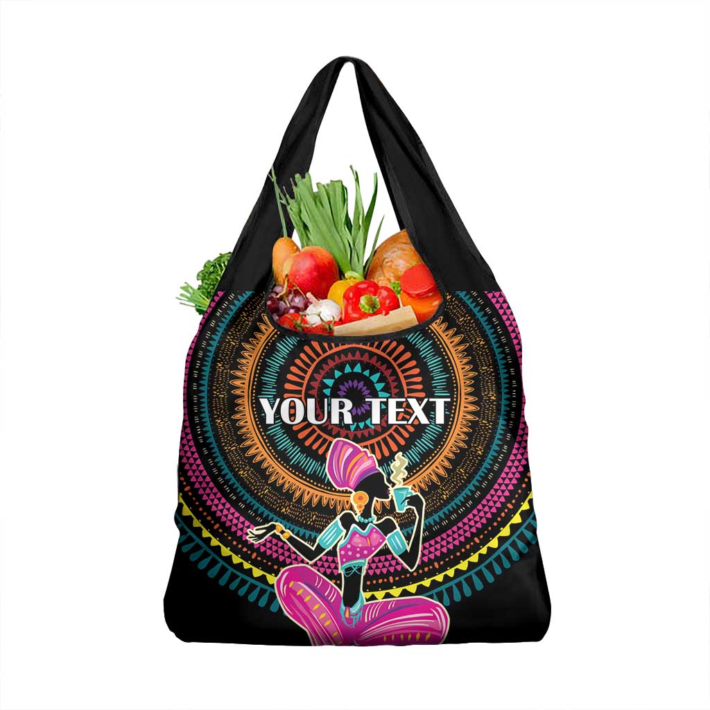 Personalized Africa Grocery Bag Beautiful Black Woman