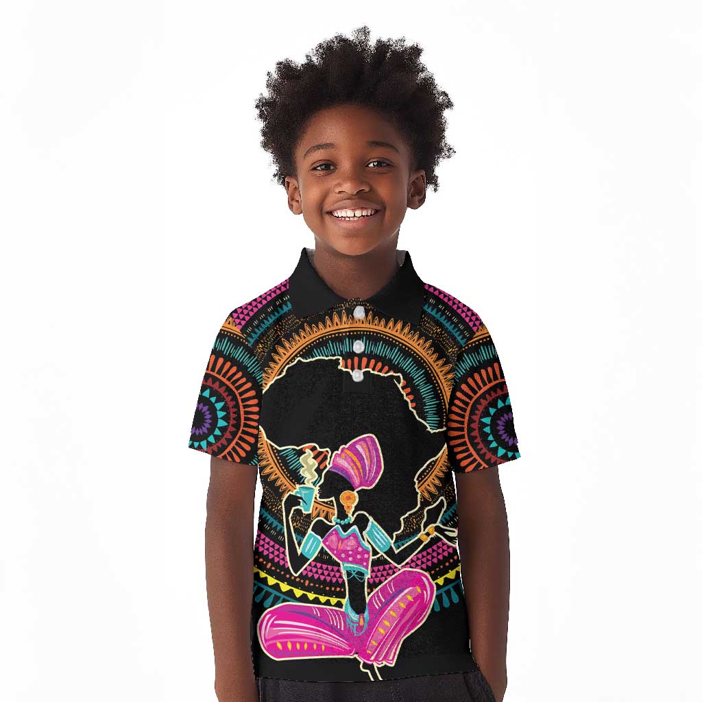 Personalized Africa Kid Polo Shirt Beautiful Black Woman