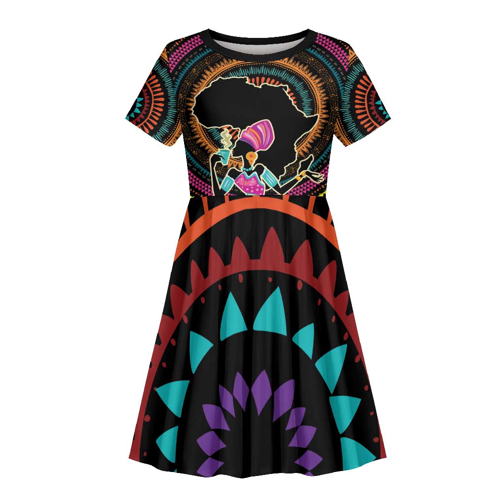 Personalized Africa Kid Short Sleeve Dress Beautiful Black Woman