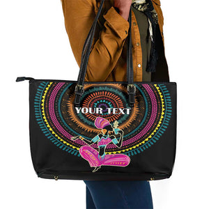 Personalized Africa Leather Tote Bag Beautiful Black Woman