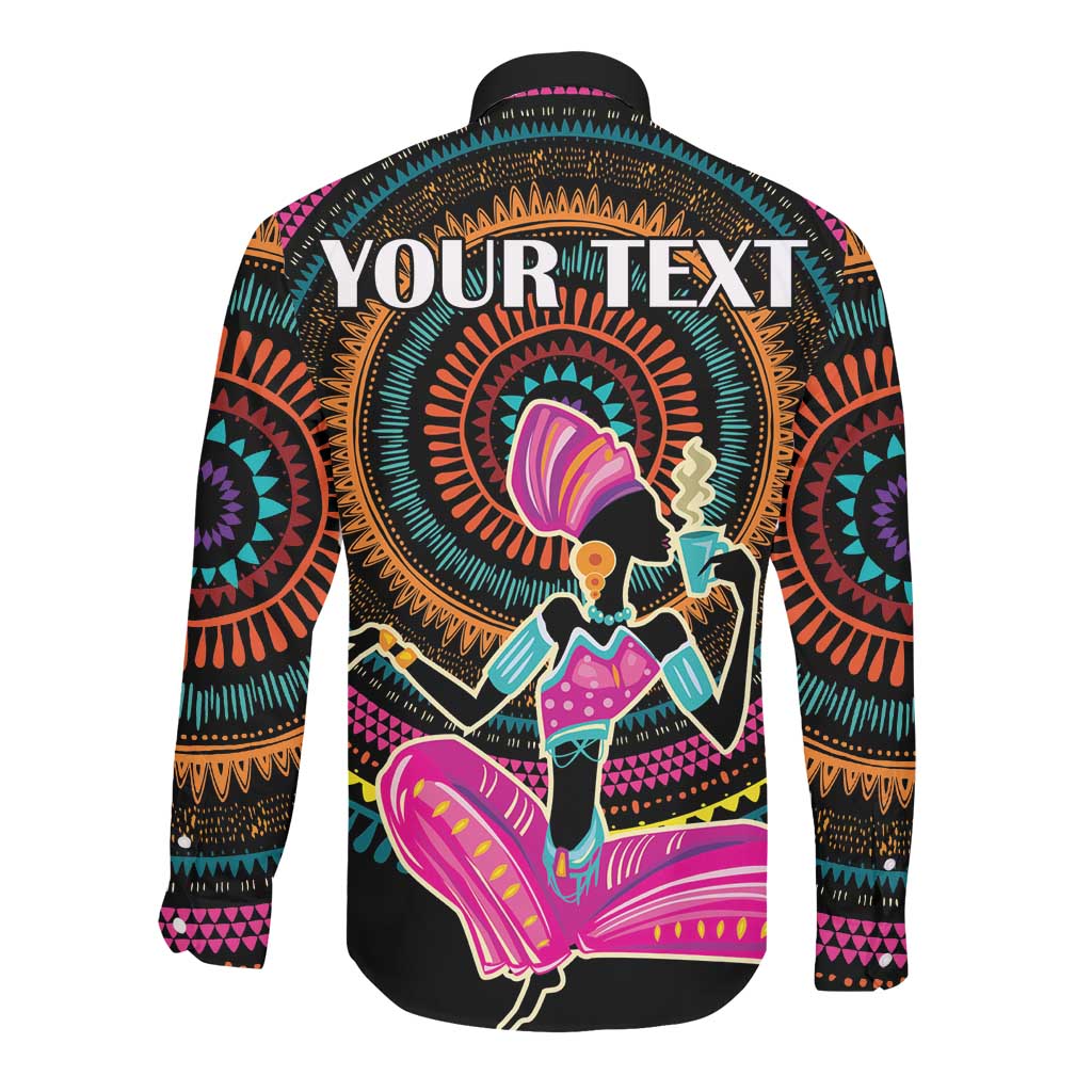 Personalized Africa Long Sleeve Button Shirt Beautiful Black Woman