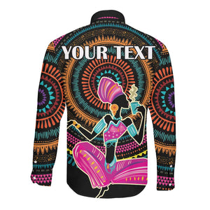 Personalized Africa Long Sleeve Button Shirt Beautiful Black Woman