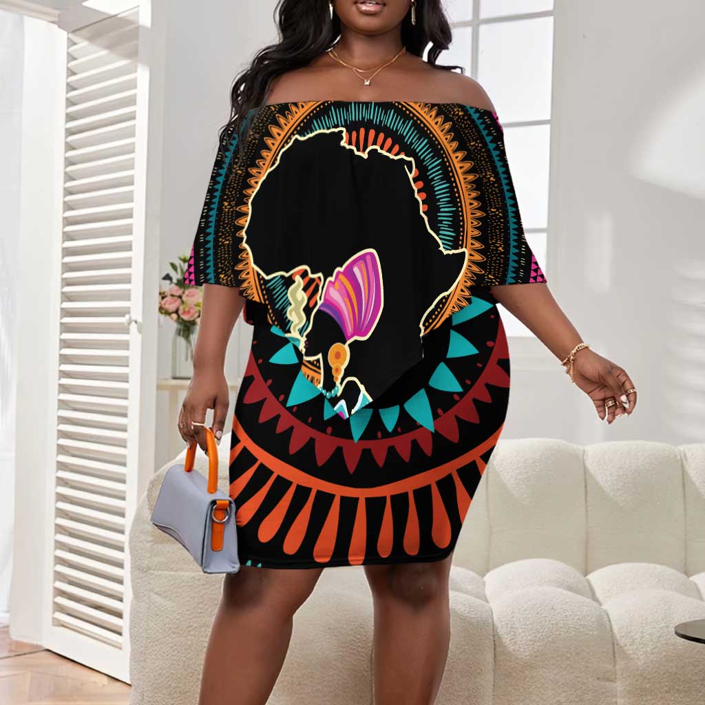 Personalized Africa Off Shoulder Short Dress Beautiful Black Woman LT18