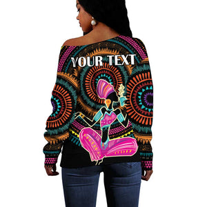 Personalized Africa Off Shoulder Sweater Beautiful Black Woman