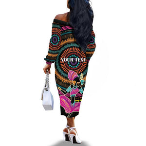 Personalized Africa Off The Shoulder Long Sleeve Dress Beautiful Black Woman