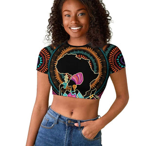 Personalized Africa Raglan Cropped T shirt Beautiful Black Woman