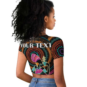 Personalized Africa Raglan Cropped T shirt Beautiful Black Woman