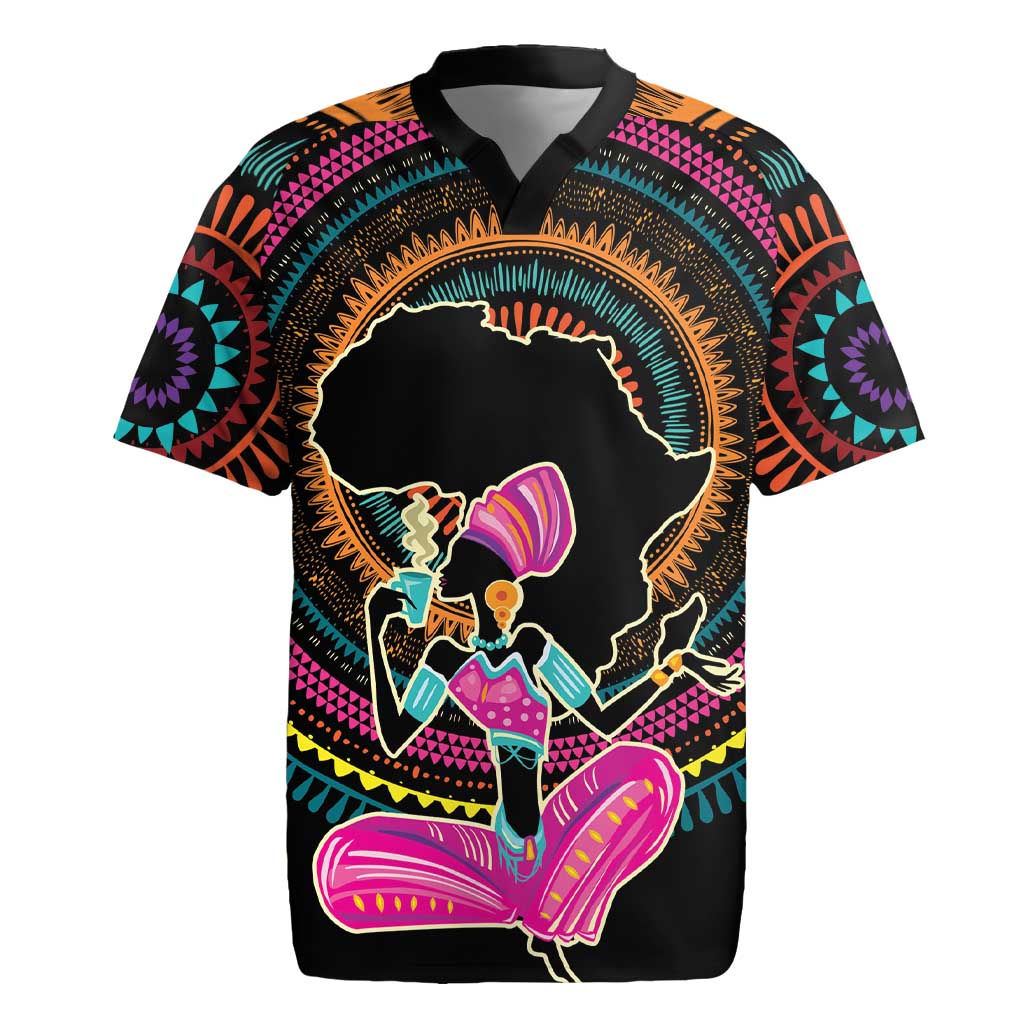 Personalized Africa Rugby Jersey Beautiful Black Woman