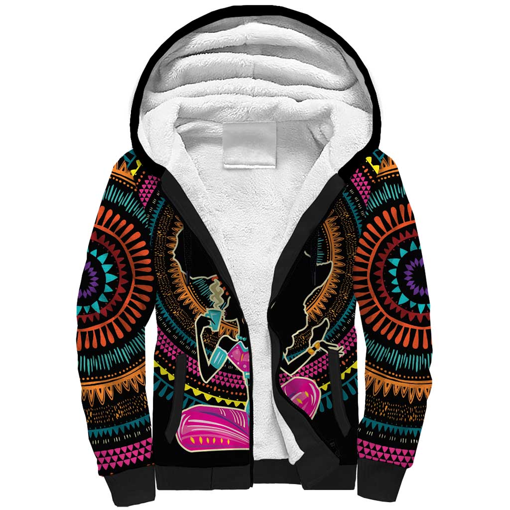 Personalized Africa Sherpa Hoodie Beautiful Black Woman