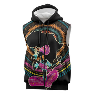 Personalized Africa Sleeveless Zip Hoodie Beautiful Black Woman - African Pride