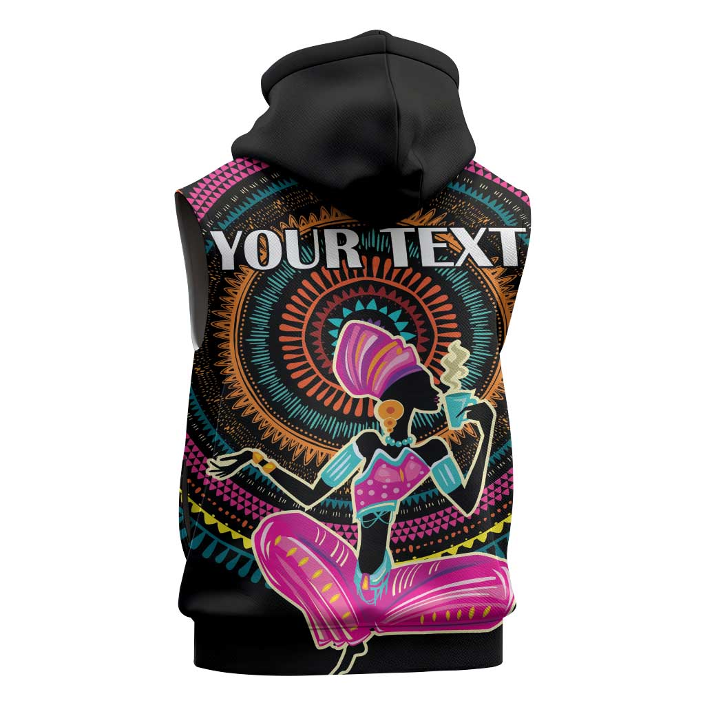 Personalized Africa Sleeveless Zip Hoodie Beautiful Black Woman - African Pride