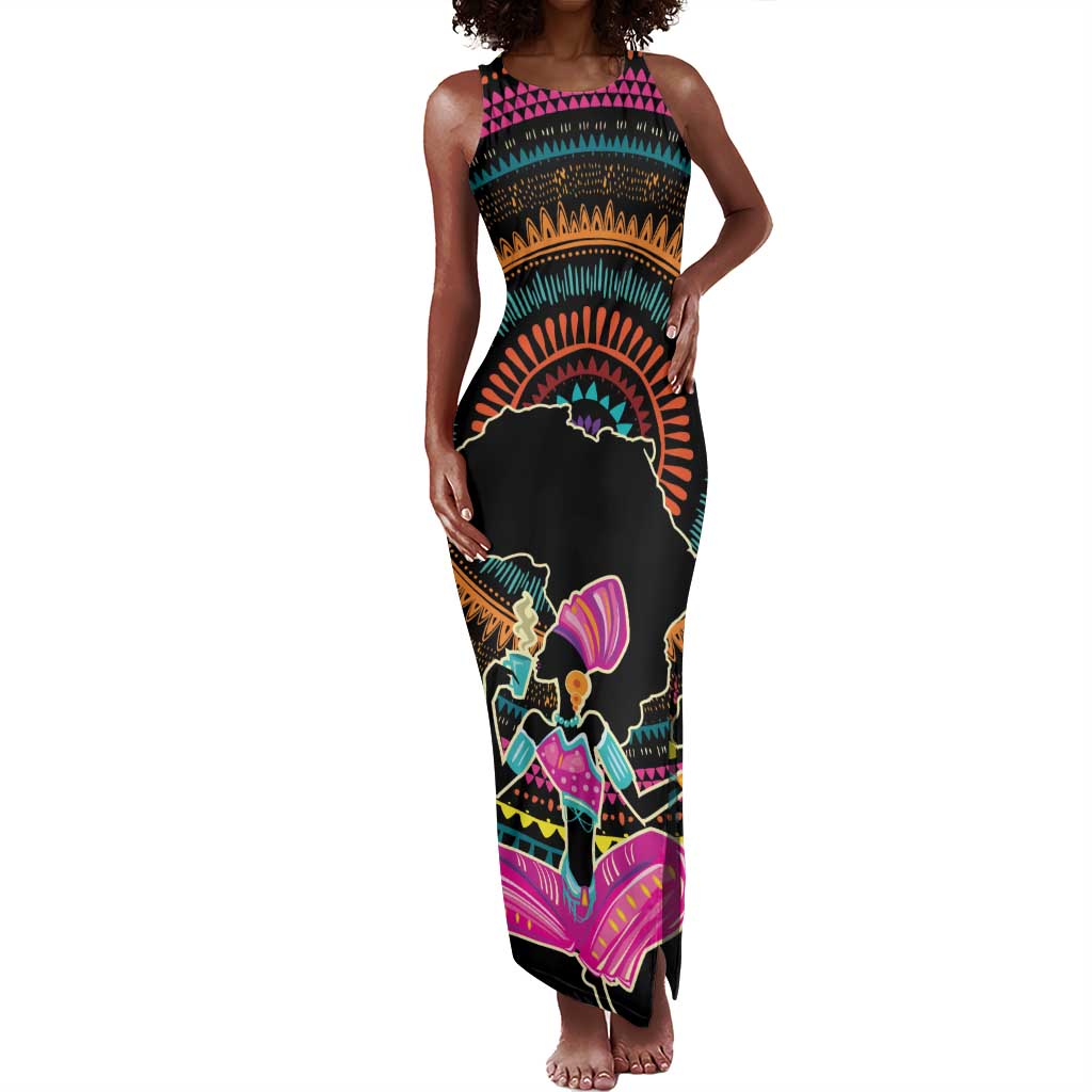 Personalized Africa Tank Maxi Dress Beautiful Black Woman