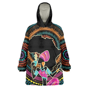 Personalized Africa Wearable Blanket Hoodie Beautiful Black Woman