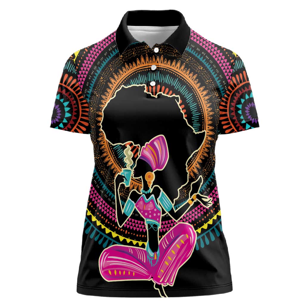 Personalized Africa Women Polo Shirt Beautiful Black Woman