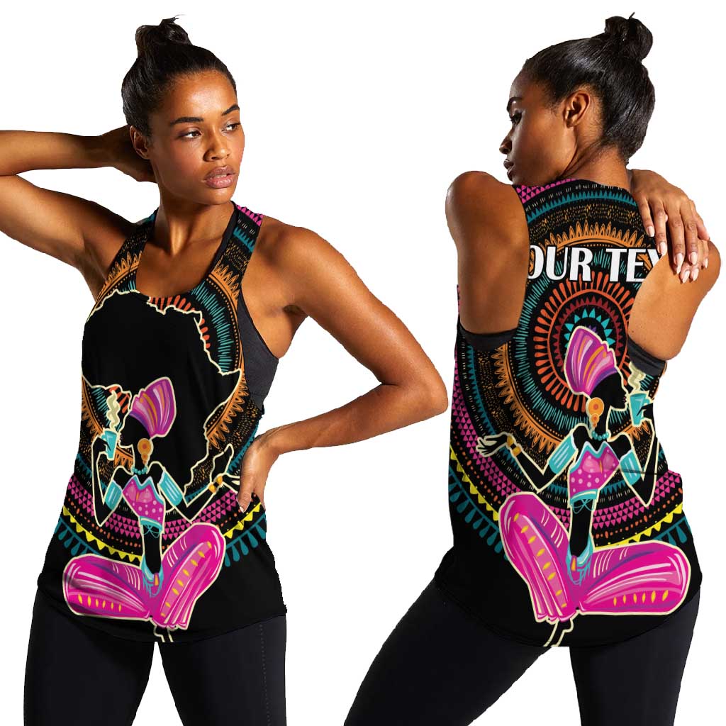 Personalized Africa Women Racerback Tank Beautiful Black Woman