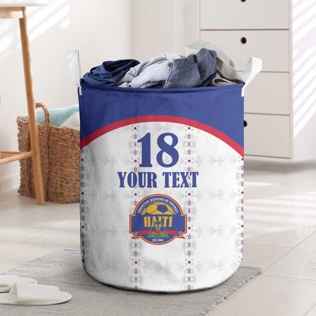 Custom Afro-Haitians Football Pride Laundry Basket Les Grenadiers Veve Vodou White Version - African Pride