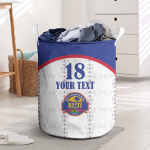Custom Afro-Haitians Football Pride Laundry Basket Les Grenadiers Veve Vodou White Version - African Pride