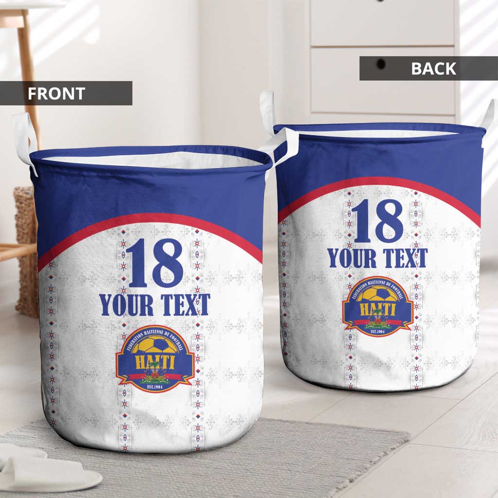 Custom Afro-Haitians Football Pride Laundry Basket Les Grenadiers Veve Vodou White Version - African Pride