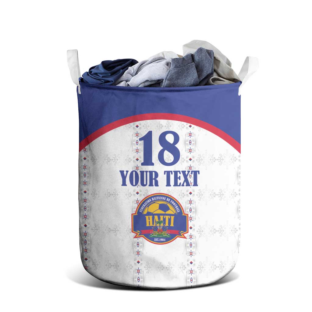 Custom Afro-Haitians Football Pride Laundry Basket Les Grenadiers Veve Vodou White Version - African Pride