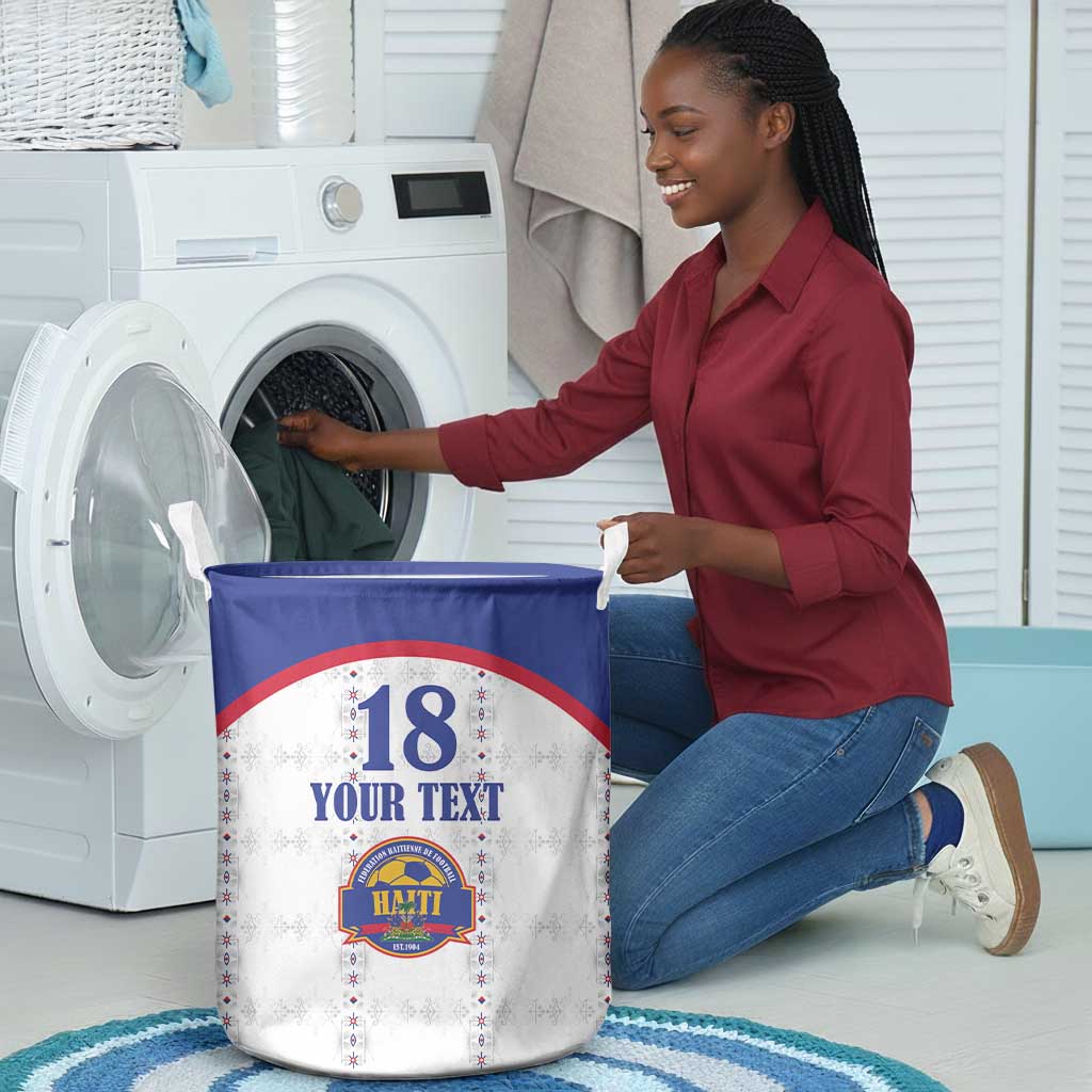 Custom Afro-Haitians Football Pride Laundry Basket Les Grenadiers Veve Vodou White Version - African Pride
