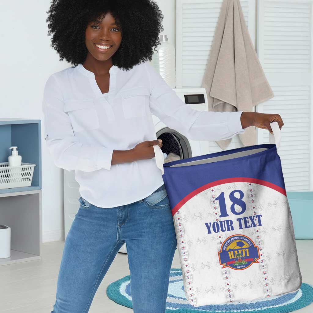 Custom Afro-Haitians Football Pride Laundry Basket Les Grenadiers Veve Vodou White Version - African Pride